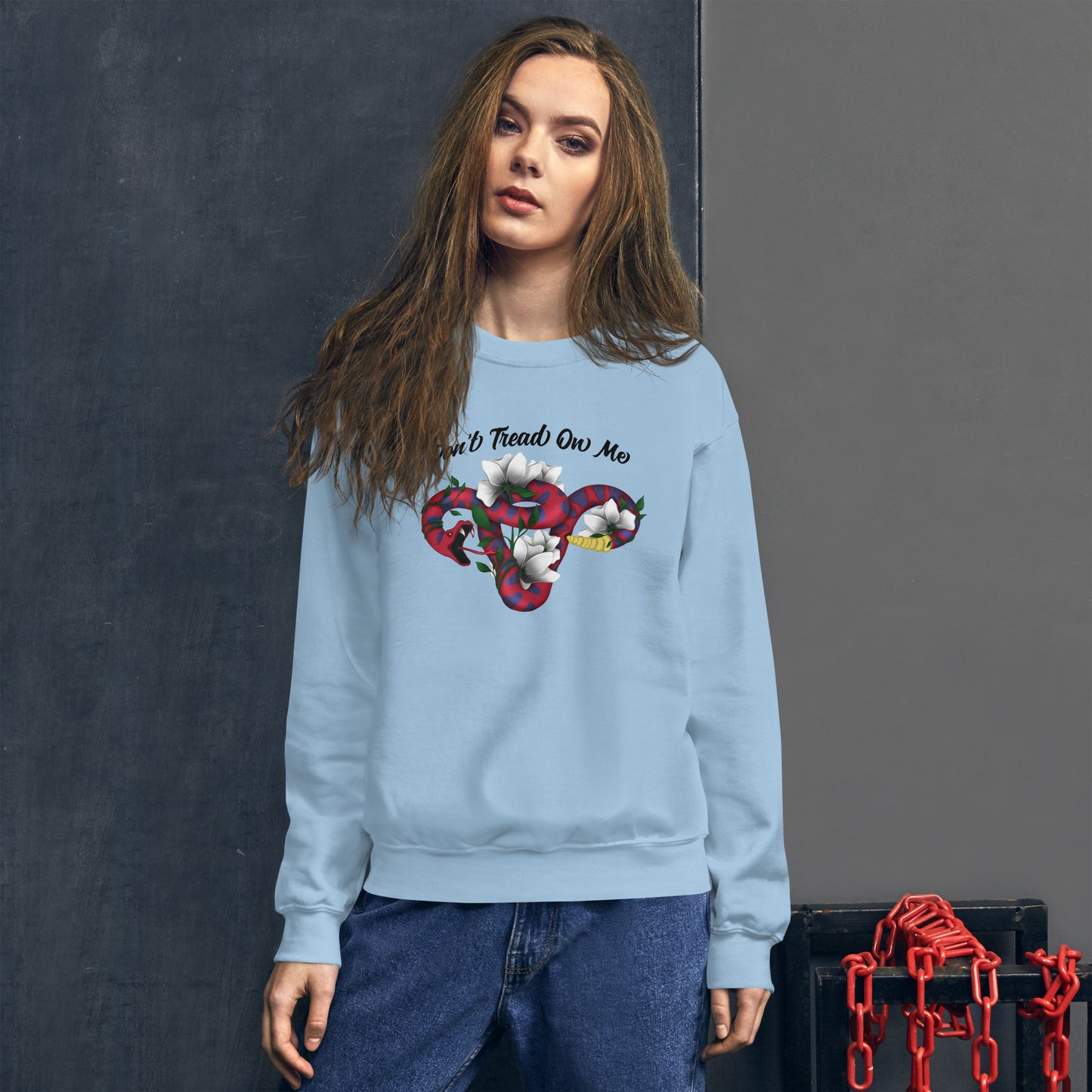 Don't Tread On Me - Sweatshirt - Supporting Women's Rights Shirts & Tops Woke American Apparel Light Blue S