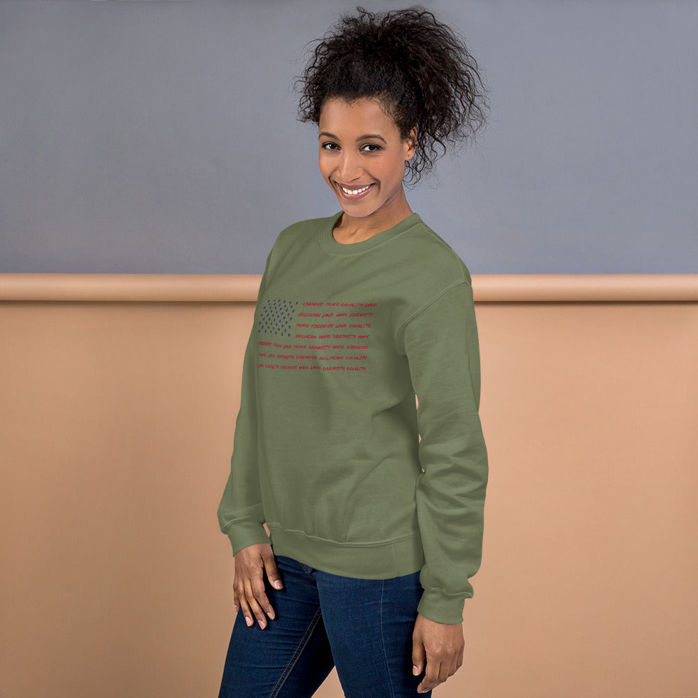 Flag Words of Kindness - Unisex Sweatshirt - Supporting Equal Rights for All Americans Shirts & Tops Woke American Apparel