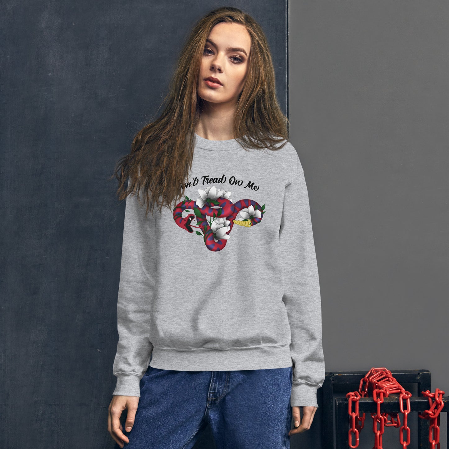 Don't Tread On Me - Sweatshirt - Supporting Women's Rights Shirts & Tops Woke American Apparel Sport Grey S