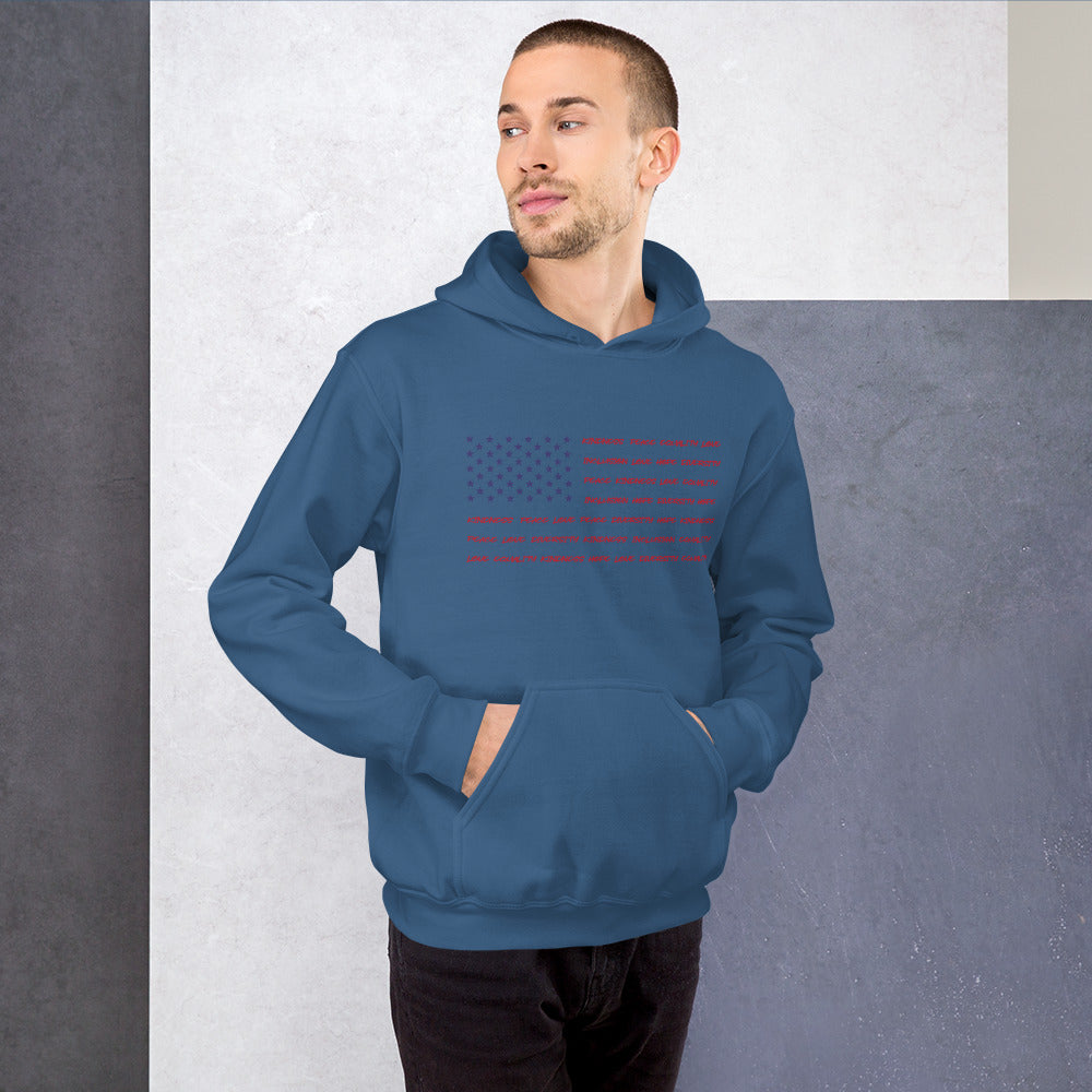 Flag Words of Kindness - Unisex Hoodie - Supporting Equal Rights for All Americans Shirts & Tops Woke American Apparel Indigo Blue S