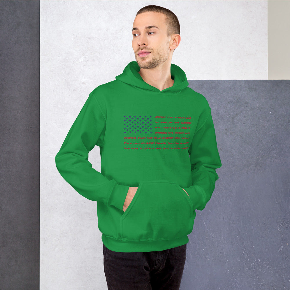 Flag Words of Kindness - Unisex Hoodie - Supporting Equal Rights for All Americans Shirts & Tops Woke American Apparel Irish Green S