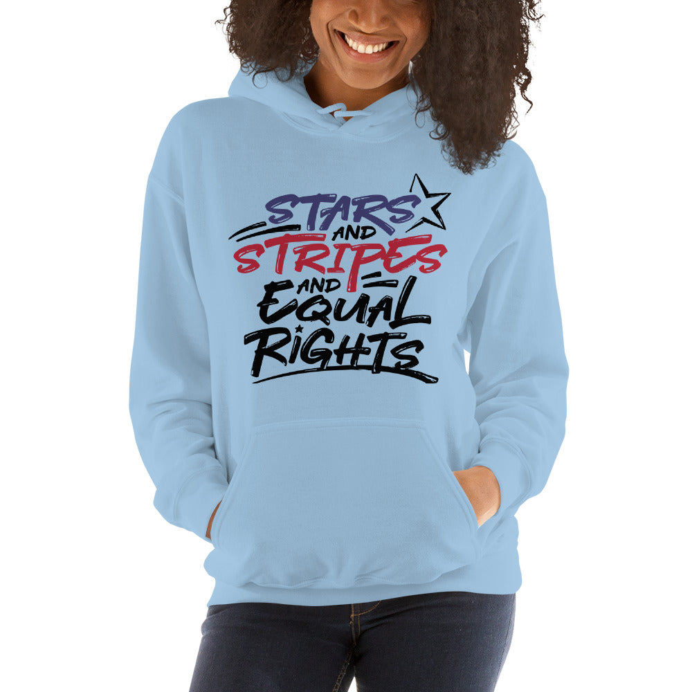 Stars and Stripes and Equal Rights - Unisex Hoodie - Supporting Black Lives Matter and Equal Rights for All Americans Shirts & Tops Woke American Apparel Light Blue S