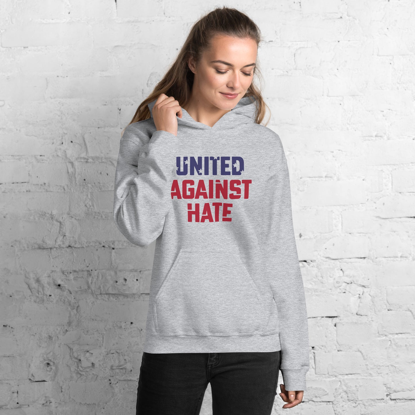 United Against Hate - Unisex Hoodie - Supporting Black Lives Matter and Equal Rights for All Americans Shirts & Tops Woke American Apparel Sport Grey S