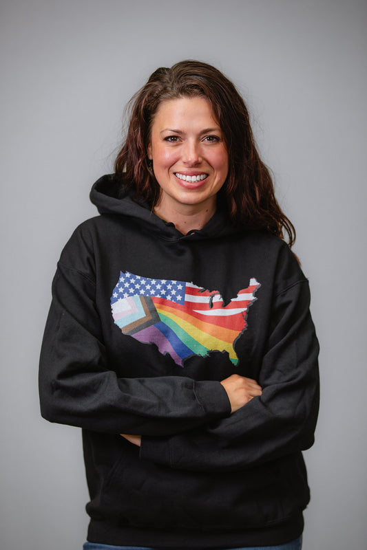 US Map Old Glory Pride - Unisex Hoodie - Supporting Equal Rights for All Americans Shirts & Tops Woke American Apparel   