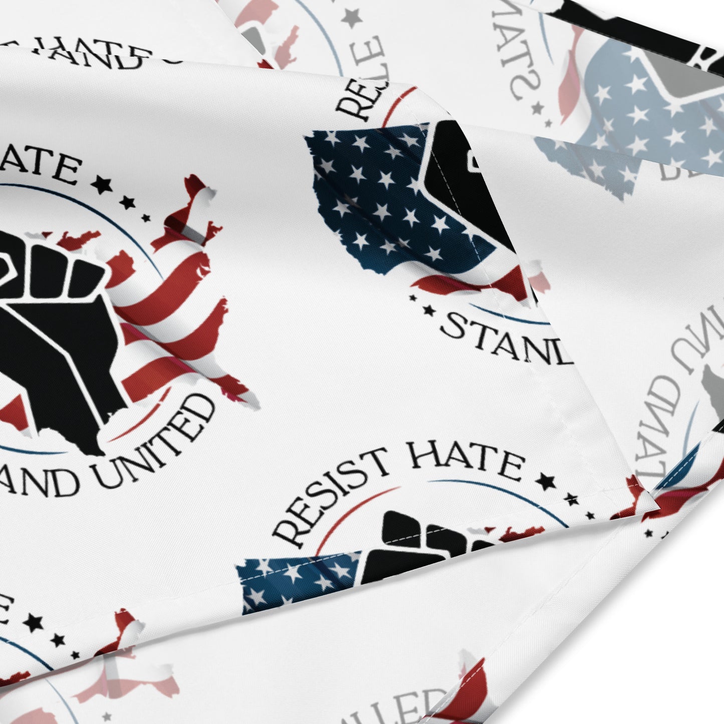 Resist Hate, Stand United - Bandana - Supporting Black Lives Matter and Equal Rights for All Americans Bandana Woke American Apparel L  