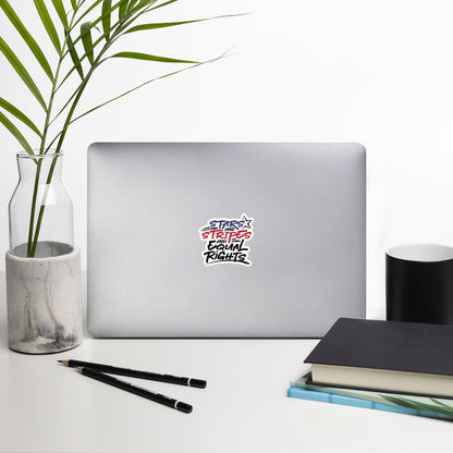 Stars and Stripes and Equal Rights - Sticker - Supporting Black Lives Matter and Equal Rights for All Americans Decorative Stickers Woke American Apparel   