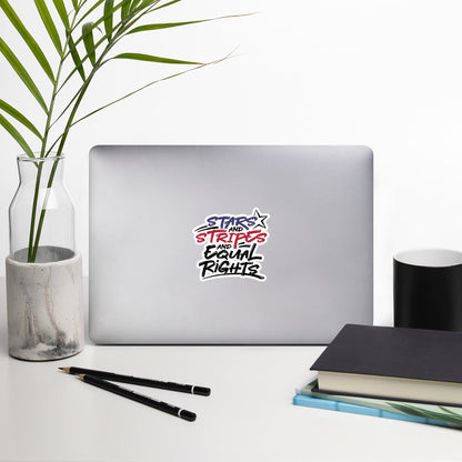 Stars and Stripes and Equal Rights - Sticker - Supporting Black Lives Matter and Equal Rights for All Americans Decorative Stickers Woke American Apparel   