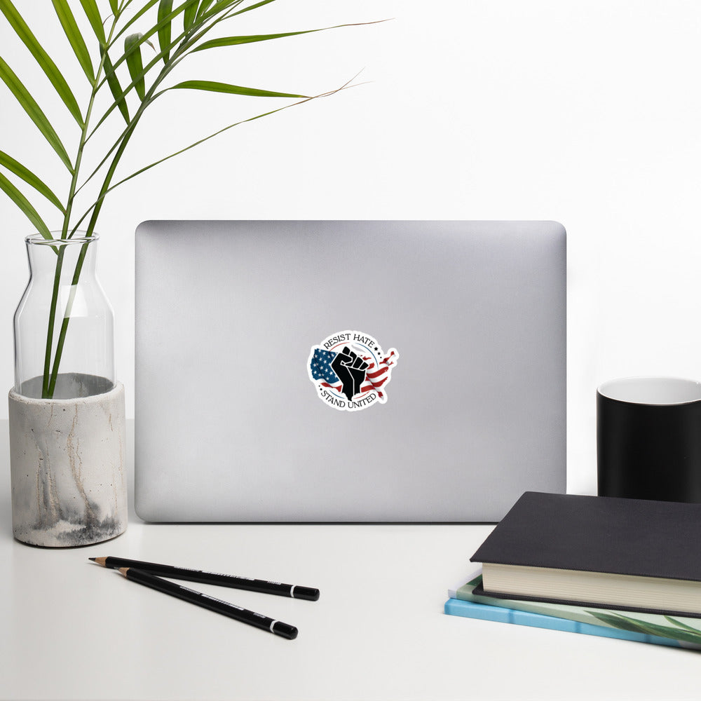 Resist Hate, Stand United - Sticker - Supporting Black Lives Matter and Equal Rights for All Americans Decorative Stickers Woke American Apparel   
