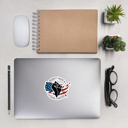 Resist Hate, Stand United - Sticker - Supporting Black Lives Matter and Equal Rights for All Americans Decorative Stickers Woke American Apparel 5.5″×5.5″  