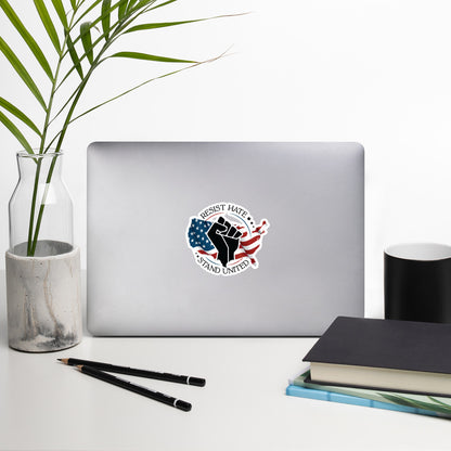 Resist Hate, Stand United - Sticker - Supporting Black Lives Matter and Equal Rights for All Americans Decorative Stickers Woke American Apparel   