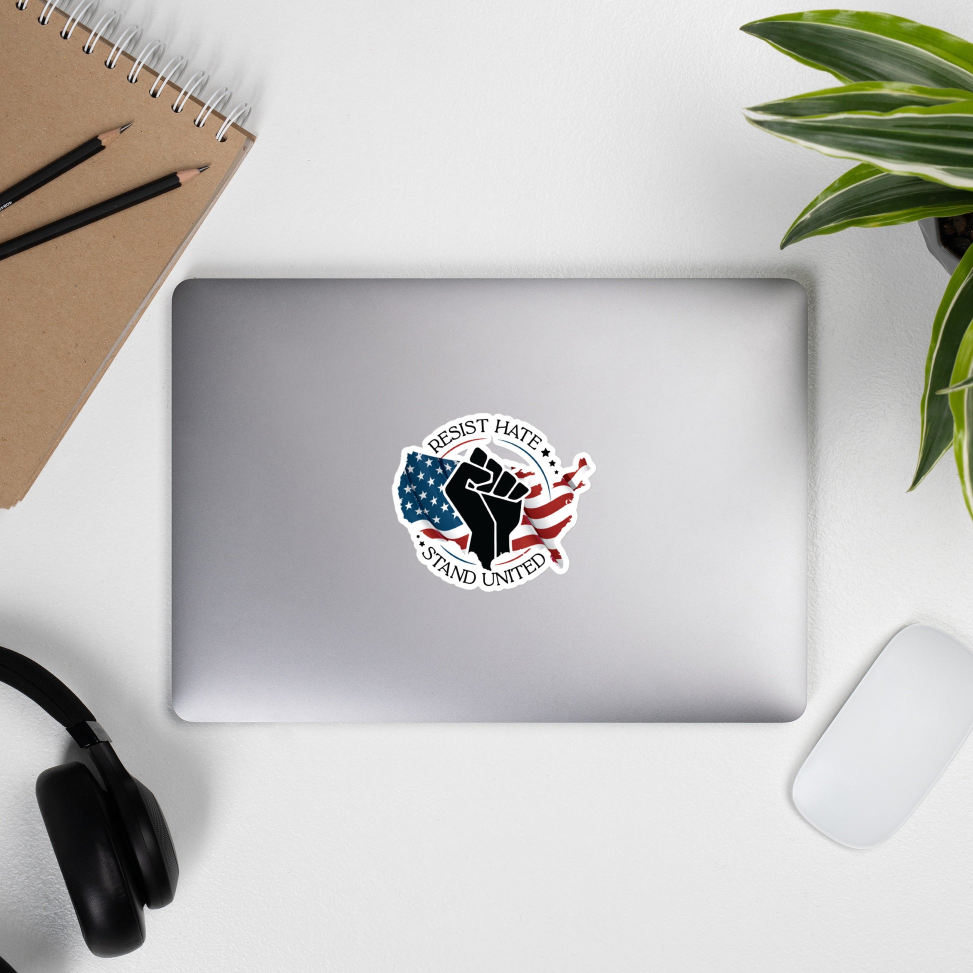 Resist Hate, Stand United - Sticker - Supporting Black Lives Matter and Equal Rights for All Americans Decorative Stickers Woke American Apparel   