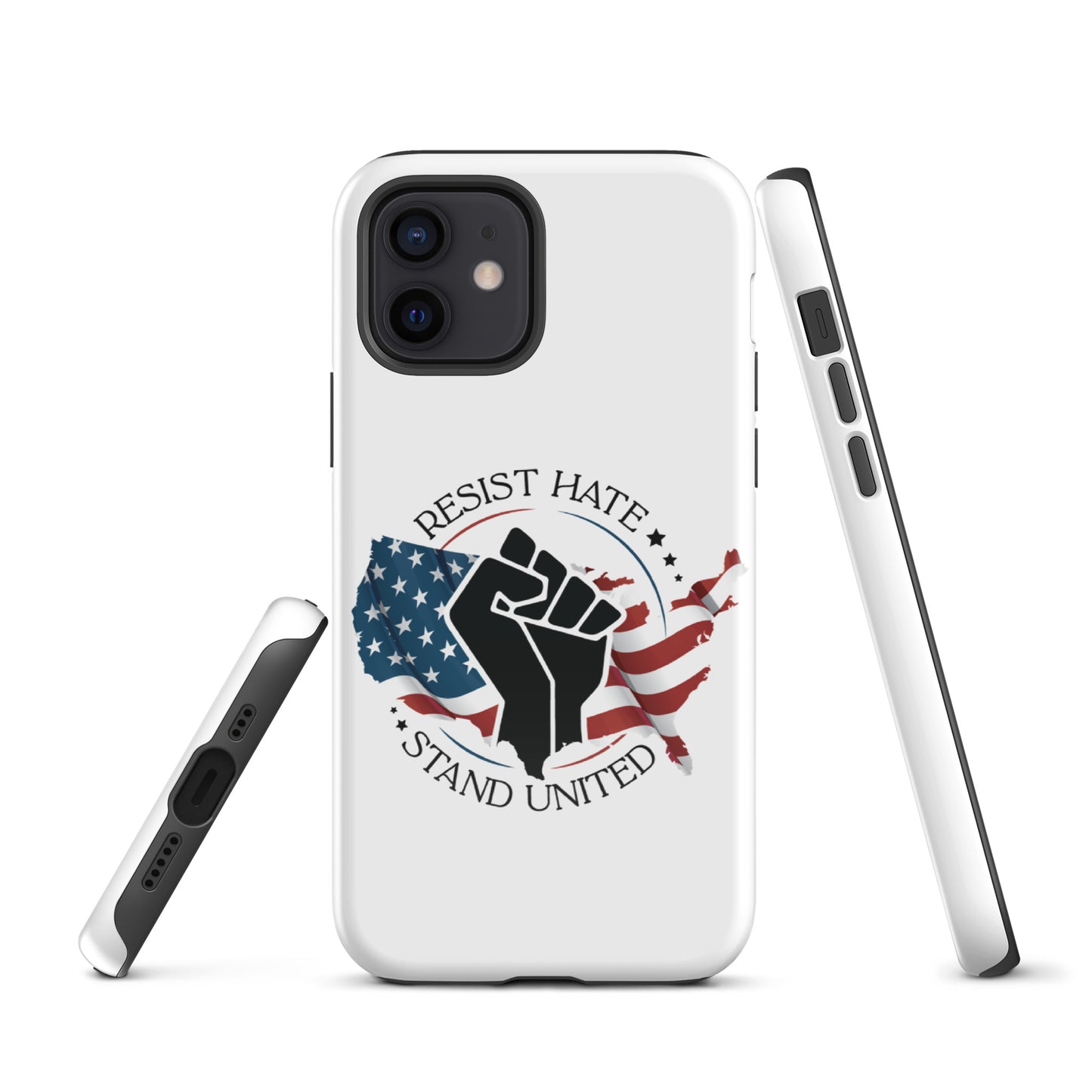Resist Hate, Stand United - iPhone® Case - Supporting Black Lives Matter and Equal Rights for All Americans Mobile Phone Cases Woke American Apparel iPhone 12  