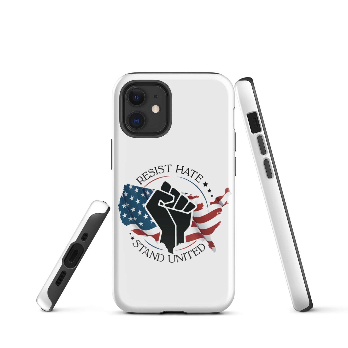 Resist Hate, Stand United - iPhone® Case - Supporting Black Lives Matter and Equal Rights for All Americans Mobile Phone Cases Woke American Apparel iPhone 12 mini  