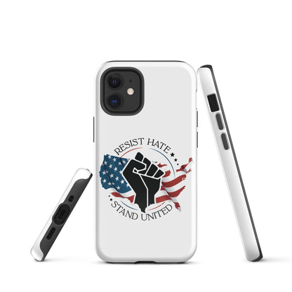 Resist Hate, Stand United - iPhone® Case - Supporting Black Lives Matter and Equal Rights for All Americans Mobile Phone Cases Woke American Apparel iPhone 12 mini  