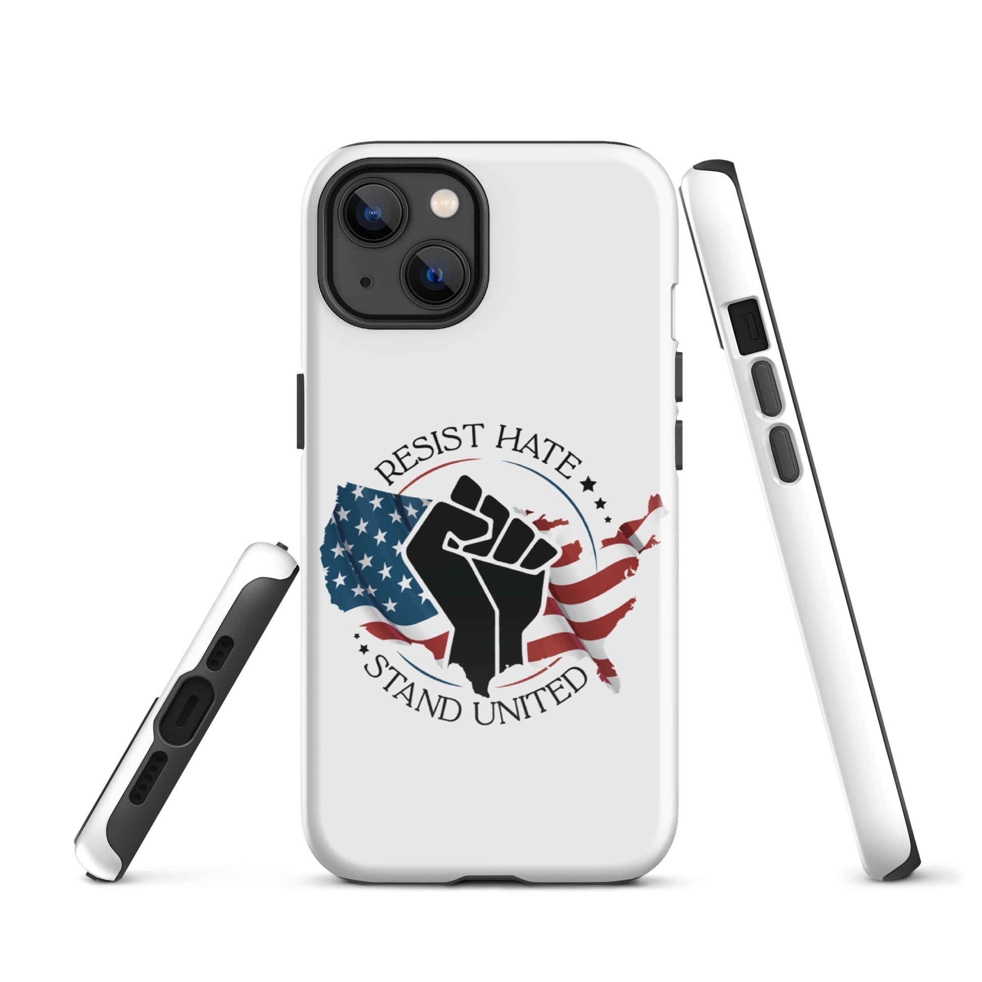 Resist Hate, Stand United - iPhone® Case - Supporting Black Lives Matter and Equal Rights for All Americans Mobile Phone Cases Woke American Apparel iPhone 13  