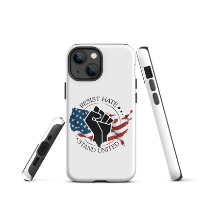 Resist Hate, Stand United - iPhone® Case - Supporting Black Lives Matter and Equal Rights for All Americans Mobile Phone Cases Woke American Apparel iPhone 13 mini  