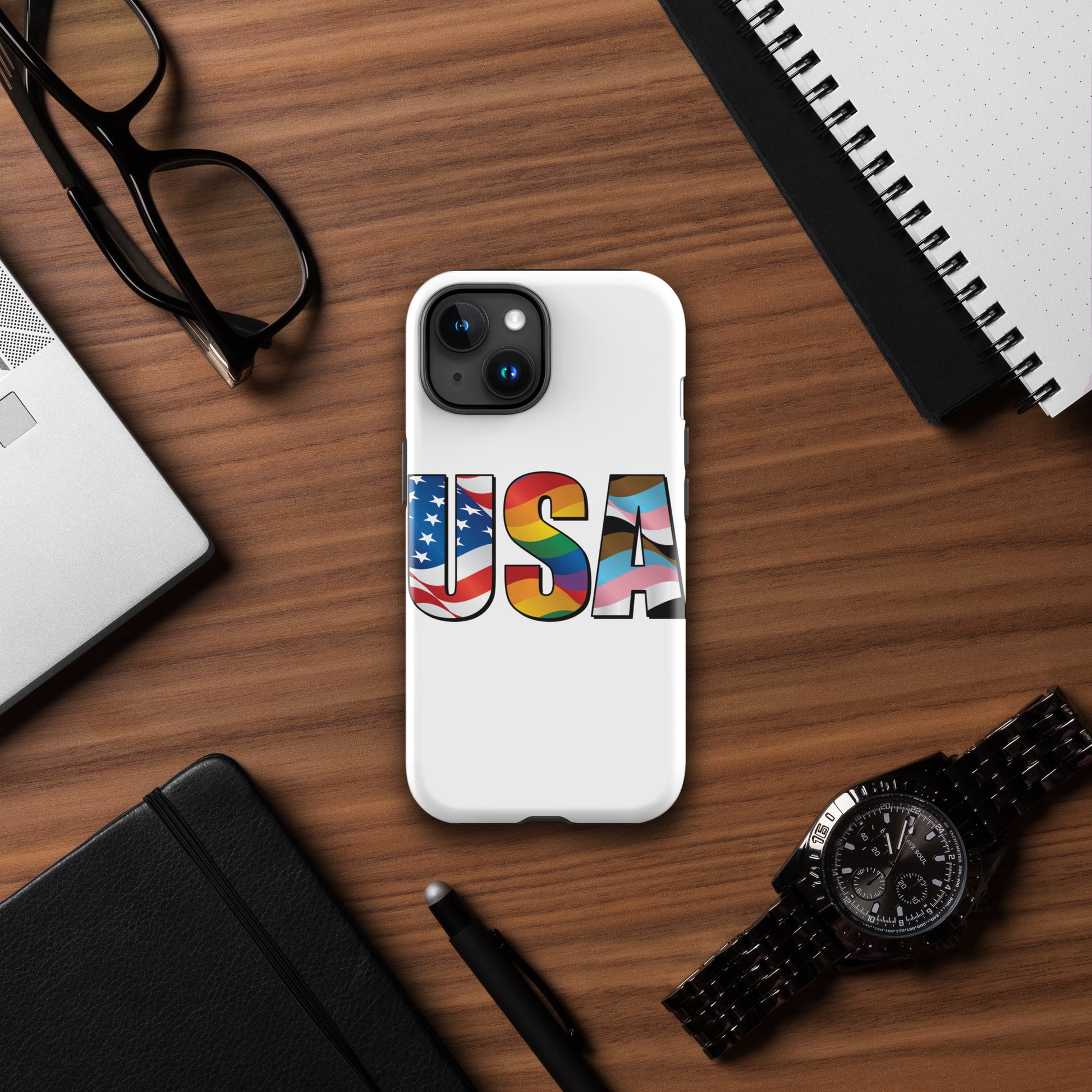 USA Pride - iPhone® Case - Supporting Equal Rights for All Americans Mobile Phone Cases Woke American Apparel iPhone 15  