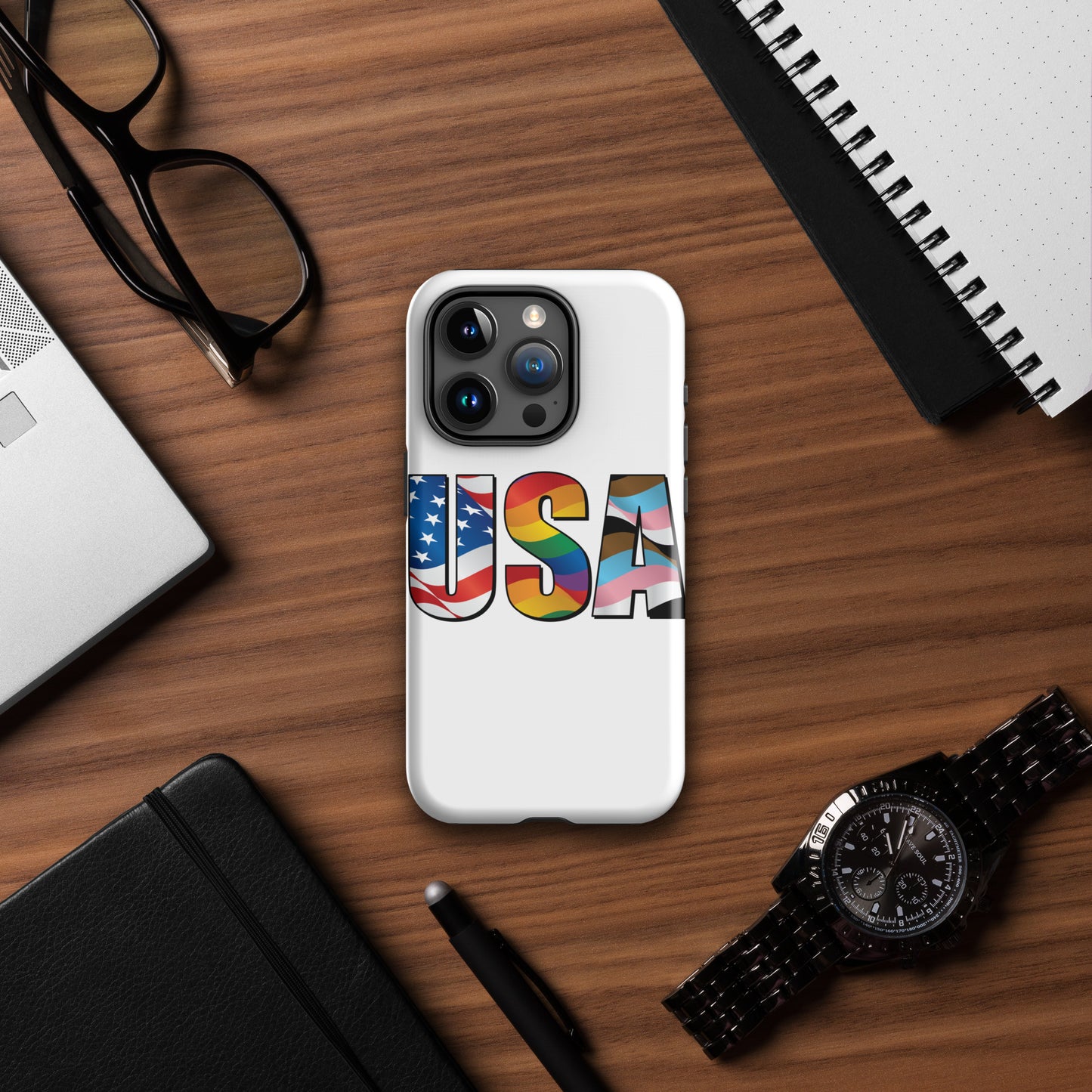 USA Pride - iPhone® Case - Supporting Equal Rights for All Americans Mobile Phone Cases Woke American Apparel iPhone 15 Pro  