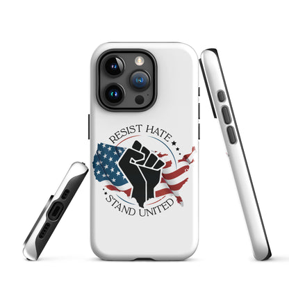 Resist Hate, Stand United - iPhone® Case - Supporting Black Lives Matter and Equal Rights for All Americans Mobile Phone Cases Woke American Apparel iPhone 15 Pro  