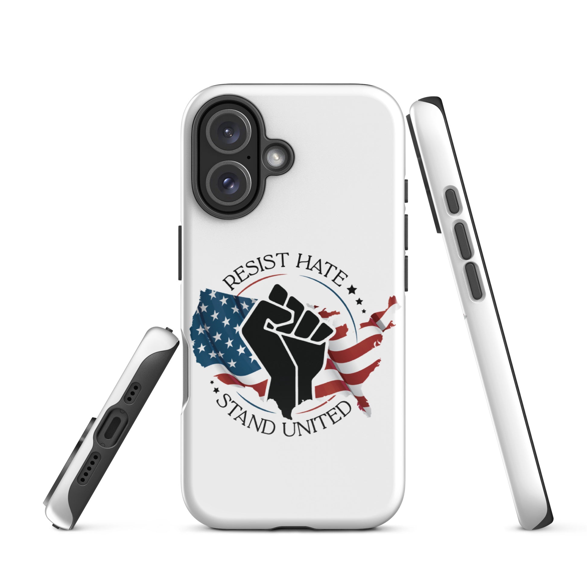 Resist Hate, Stand United - iPhone® Case - Supporting Black Lives Matter and Equal Rights for All Americans Mobile Phone Cases Woke American Apparel iPhone 16  