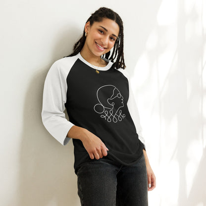 Ruth Bader Ginsburg - 3/4 Sleeve Raglan T-Shirt - Supporting Women's Rights Shirts & Tops Woke American Apparel Black/White XS 