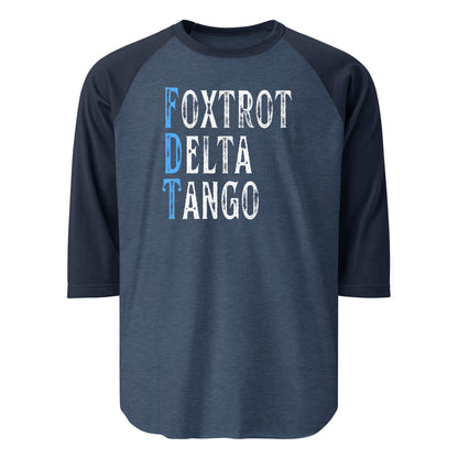 Foxtrot Delta Tango - 3/4 Sleeve Raglan Shirt Shirts & Tops Woke American Apparel Heather Denim/Navy XS