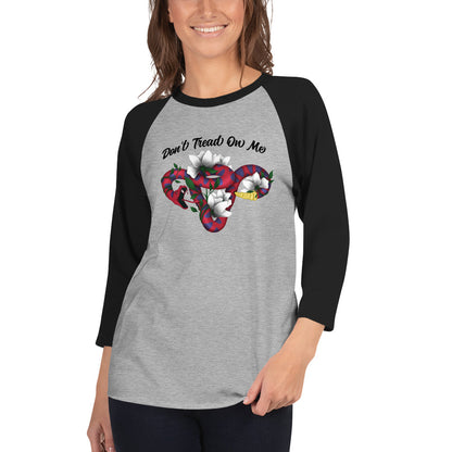 Don't Tread On Me - 3/4 Sleeve Raglan T-Shirt - Supporting Women's Rights Shirts & Tops Woke American Apparel Heather Grey/Black XS 