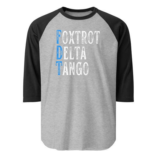 Foxtrot Delta Tango - 3/4 Sleeve Raglan Shirt Shirts & Tops Woke American Apparel Heather Grey/Black XS