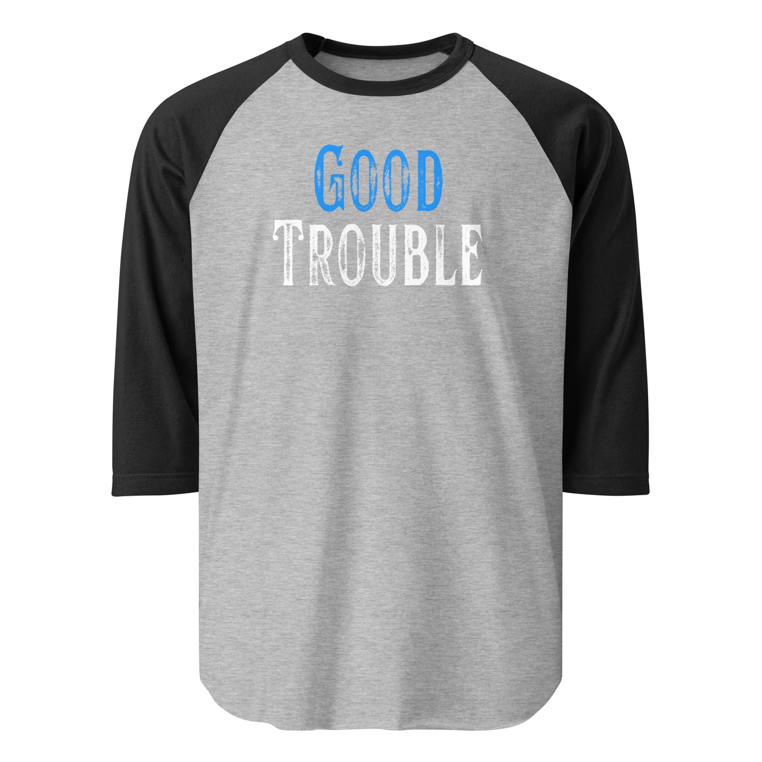 Good Trouble - 3/4 Sleeve Raglan T-Shirt Shirts & Tops Woke American Apparel Heather Grey/Black S