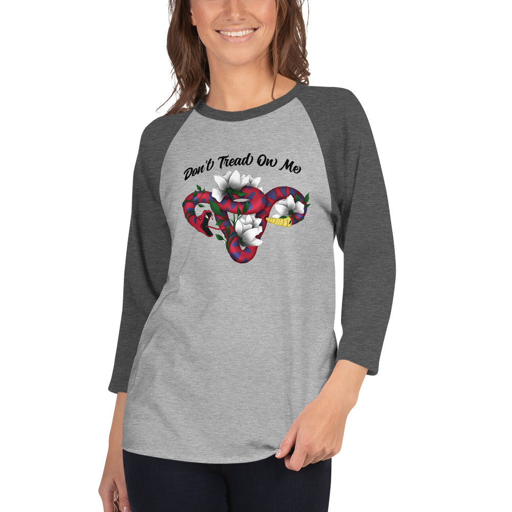 Don't Tread On Me - 3/4 Sleeve Raglan T-Shirt - Supporting Women's Rights Shirts & Tops Woke American Apparel Heather Grey/Heather Charcoal XS 