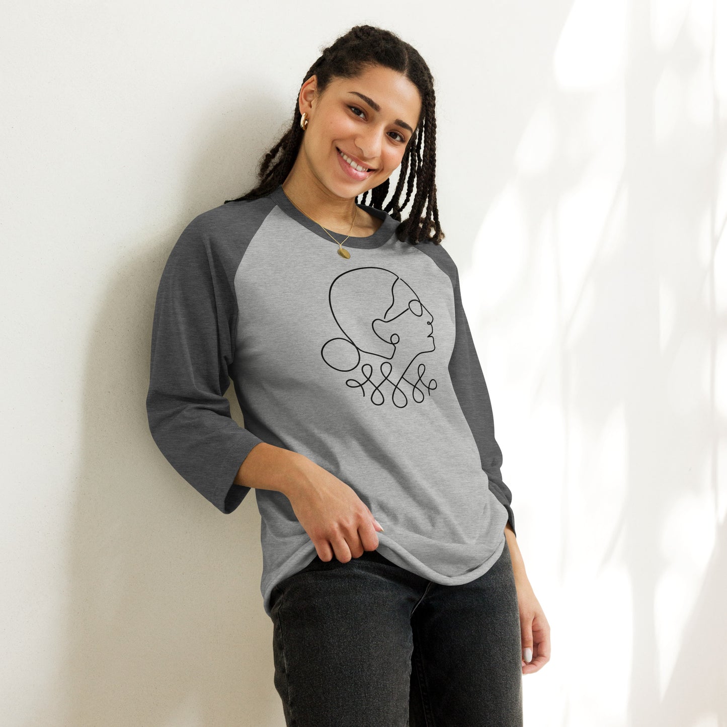 Ruth Bader Ginsburg - 3/4 Sleeve Raglan T-Shirt - Supporting Women's Rights Shirts & Tops Woke American Apparel Heather Grey/Heather Charcoal XS 