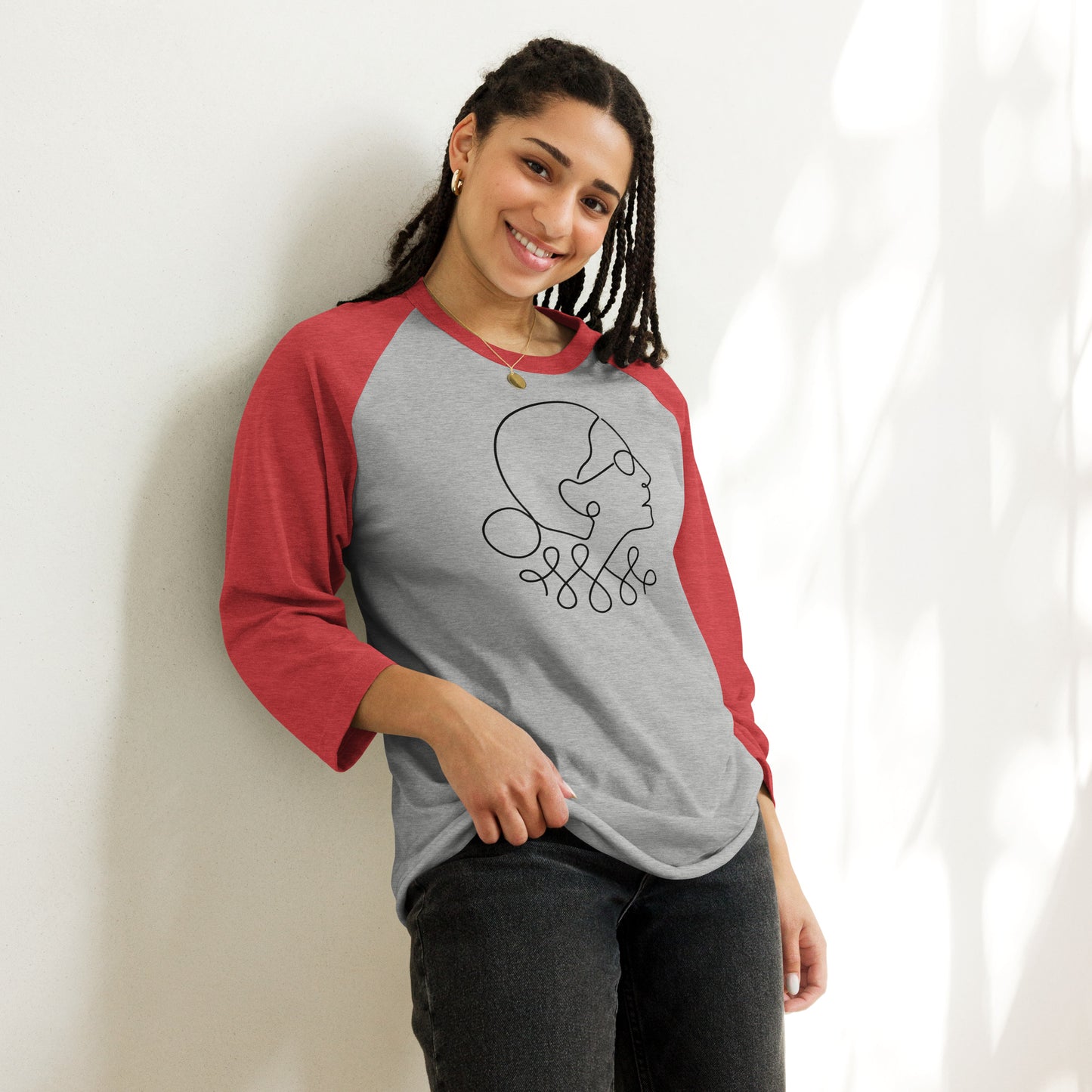 Ruth Bader Ginsburg - 3/4 Sleeve Raglan T-Shirt - Supporting Women's Rights Shirts & Tops Woke American Apparel Heather Grey/Heather Red XS 