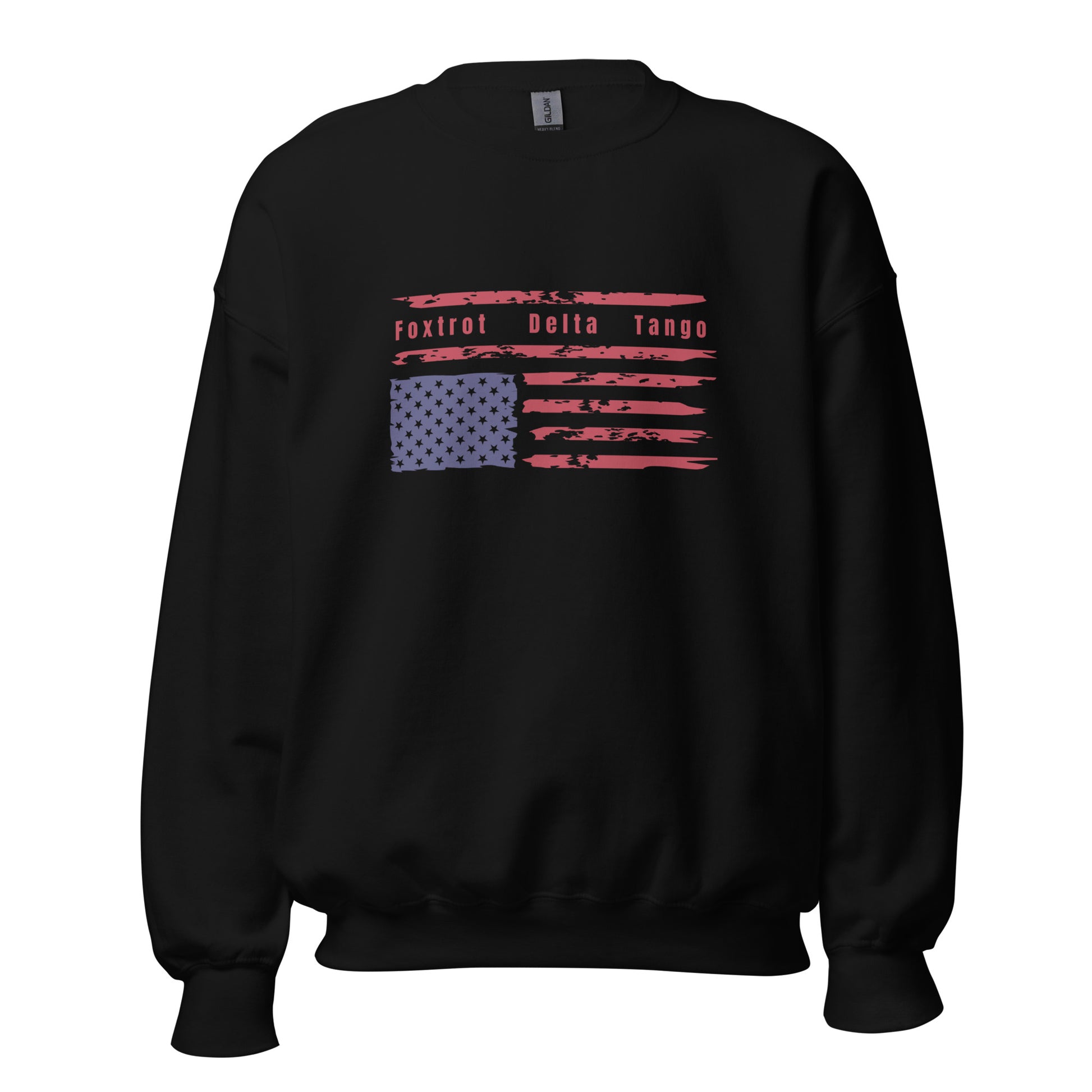 Foxtrot Delta Tango (Flag) - Unisex Sweatshirt Shirts & Tops Woke American Apparel Black S