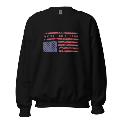 Foxtrot Delta Tango (Flag) - Unisex Sweatshirt Shirts & Tops Woke American Apparel Black S