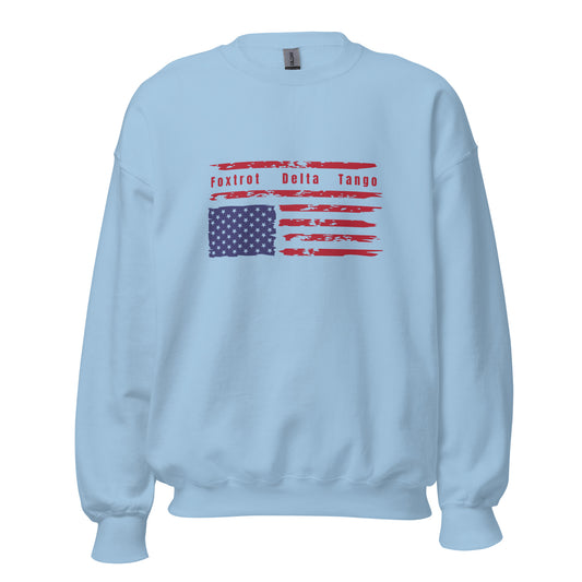 Foxtrot Delta Tango (Flag) - Unisex Sweatshirt Shirts & Tops Woke American Apparel