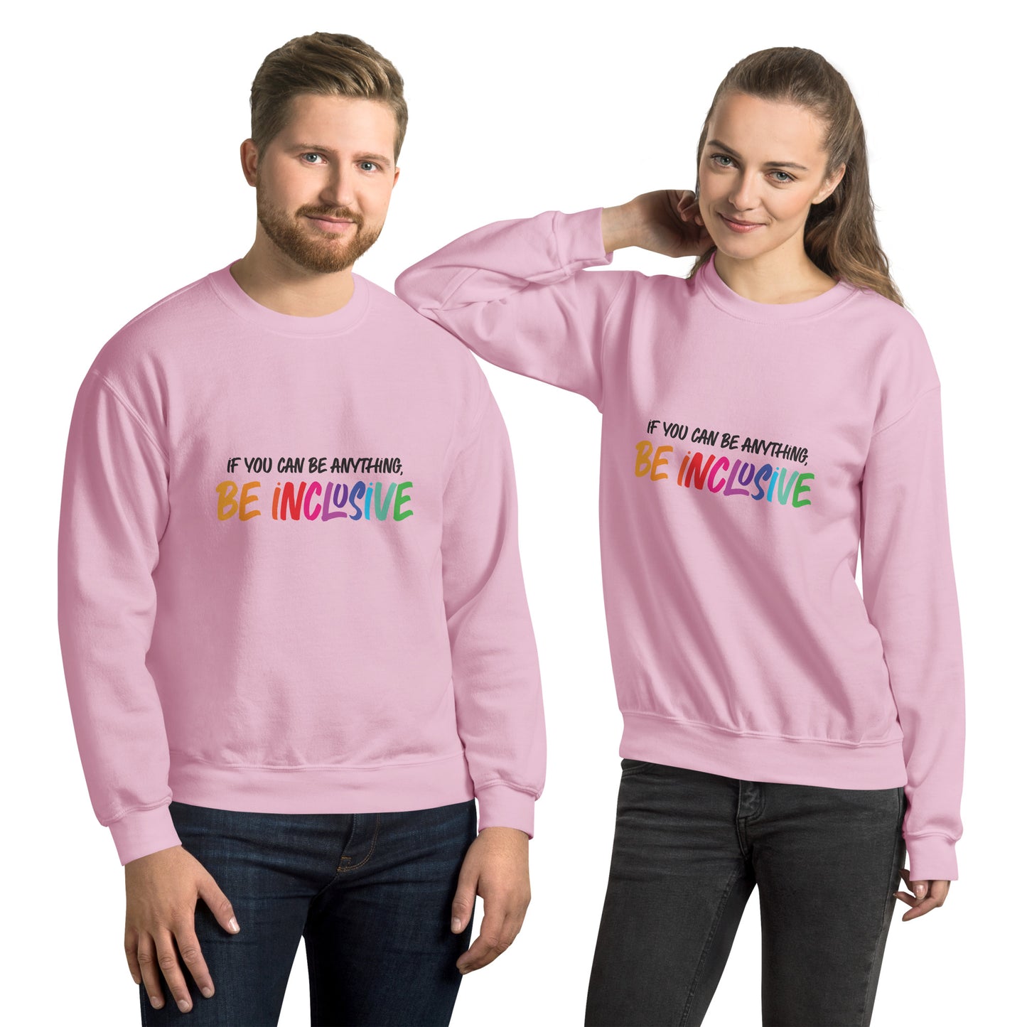 Be Inclusive - Unisex Sweatshirt - Supporting Equal Rights for All Americans Shirts & Tops Woke American Apparel Light Pink S 