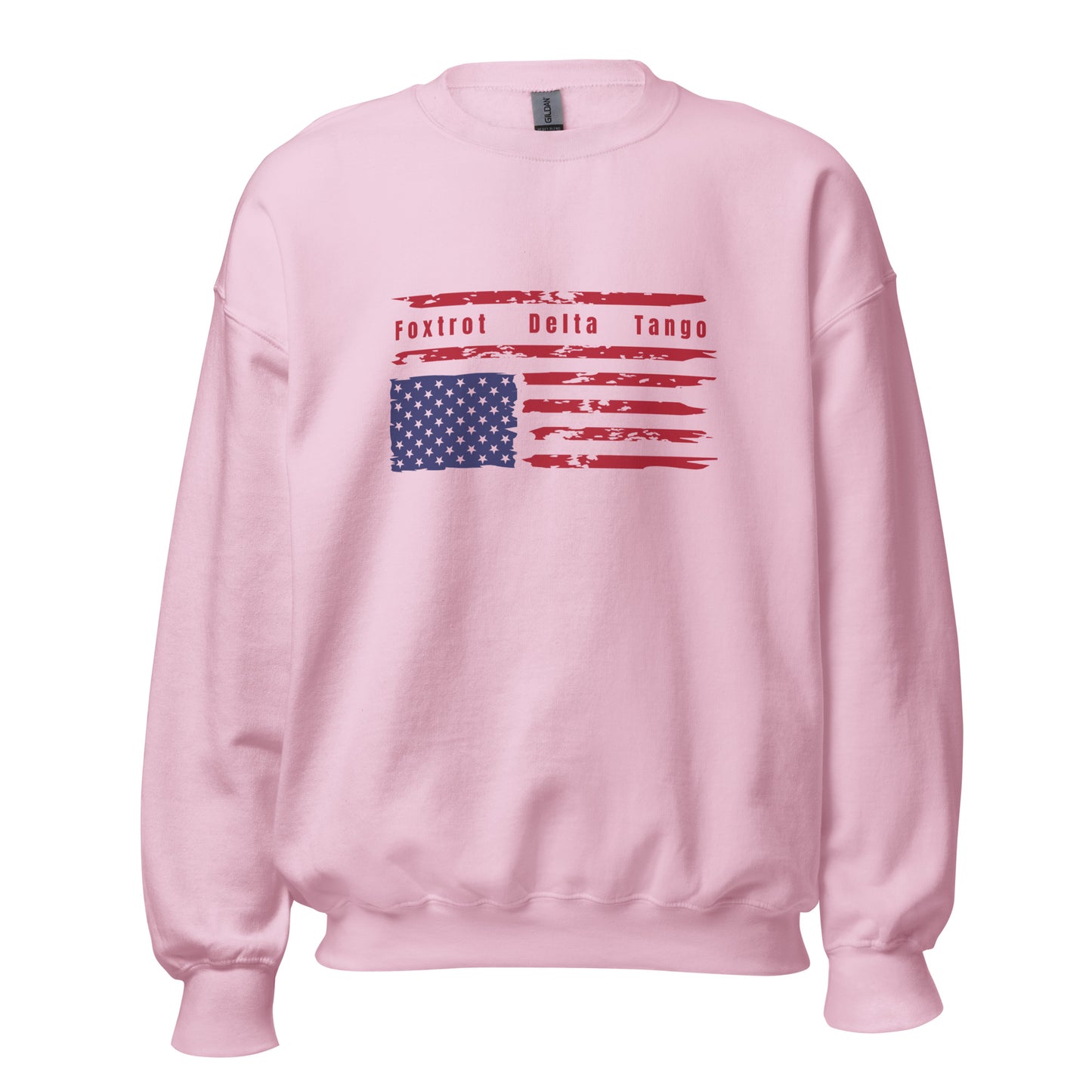 Foxtrot Delta Tango (Flag) - Unisex Sweatshirt Shirts & Tops Woke American Apparel Light Pink S