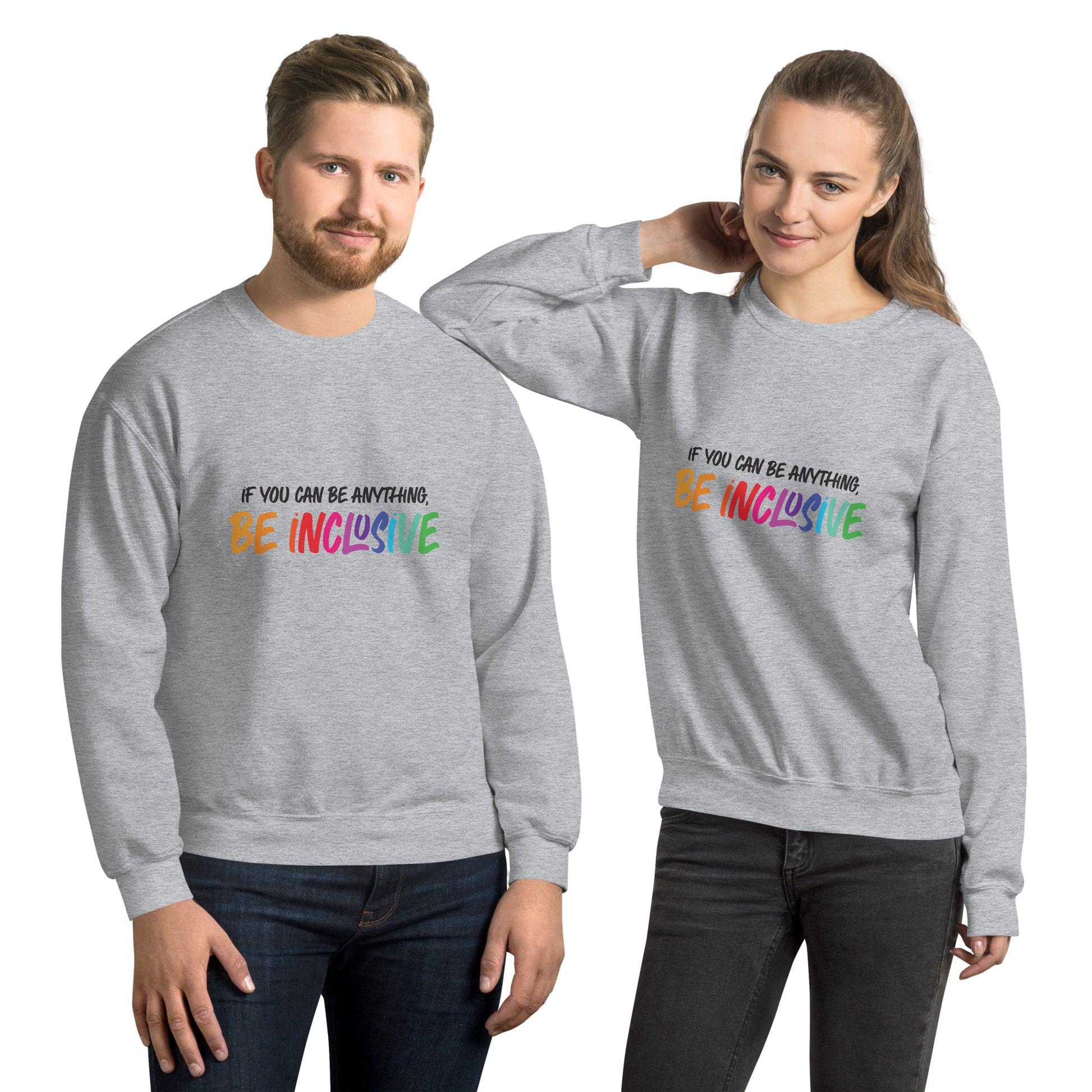 Be Inclusive - Unisex Sweatshirt - Supporting Equal Rights for All Americans Shirts & Tops Woke American Apparel Sport Grey S 