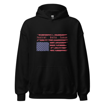 Foxtrot Delta Tango (Flag) - Unisex Hoodie Shirts & Tops Woke American Apparel