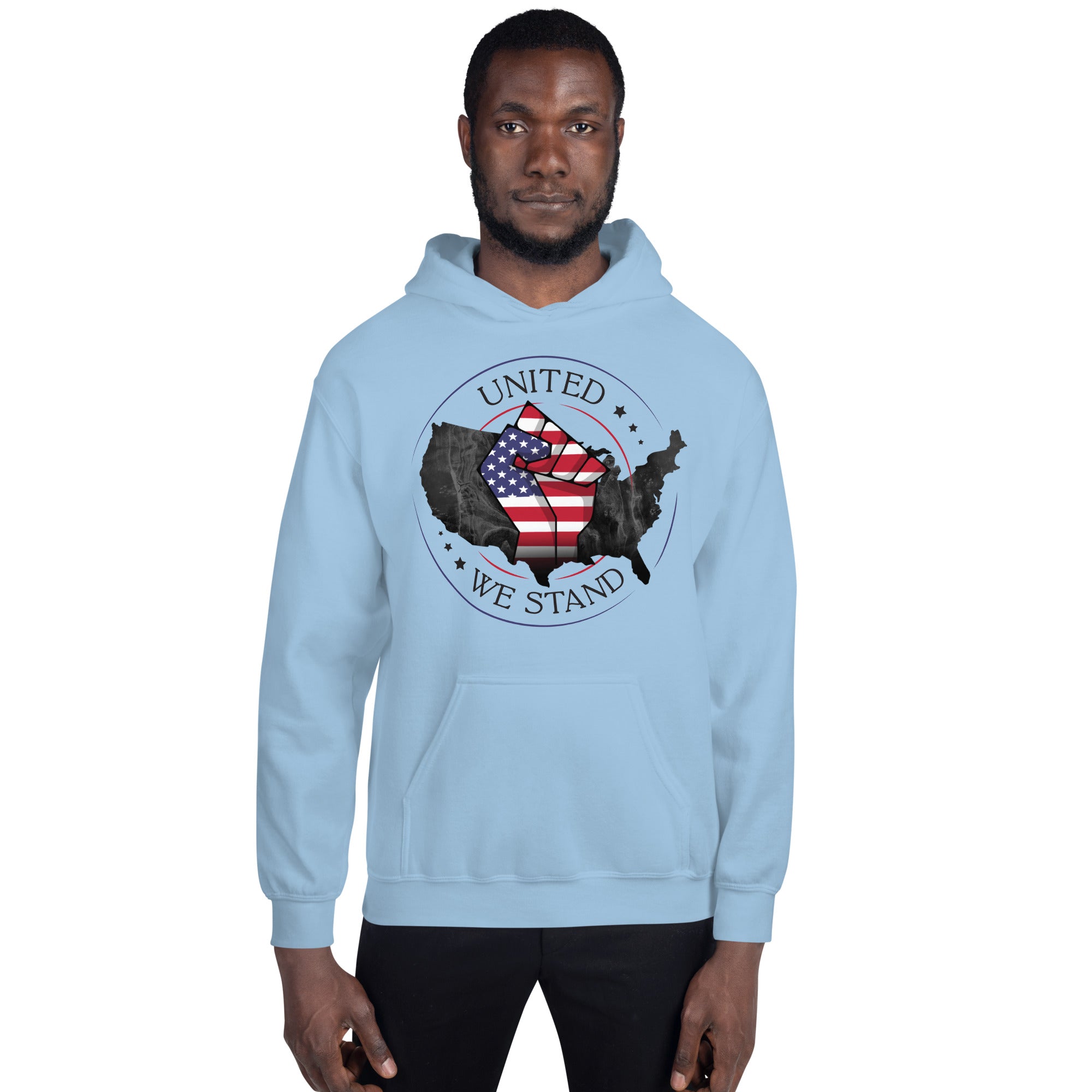 United We Stand Unisex Hoodie Supporting Black Lives Matter and Eq Woke American Apparel