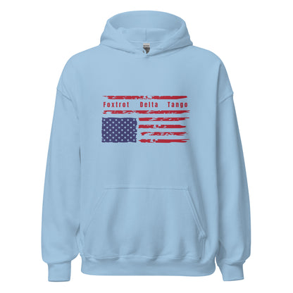 Foxtrot Delta Tango (Flag) - Unisex Hoodie Shirts & Tops Woke American Apparel
