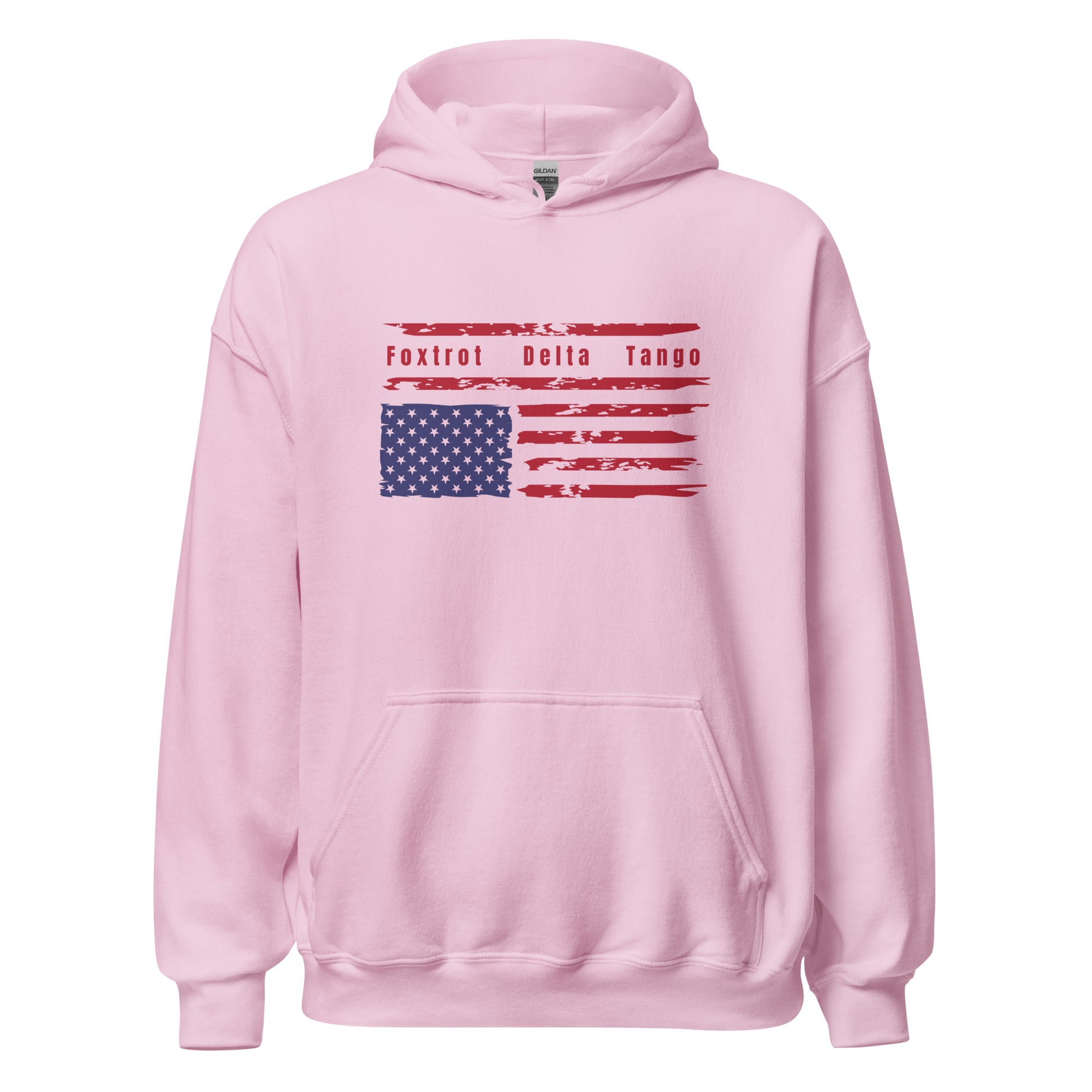 Foxtrot Delta Tango (Flag) - Unisex Hoodie Shirts & Tops Woke American Apparel Light Pink S