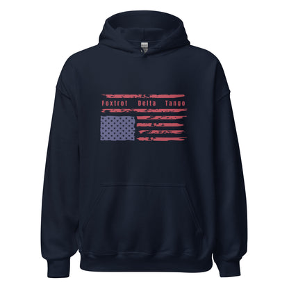 Foxtrot Delta Tango (Flag) - Unisex Hoodie Shirts & Tops Woke American Apparel
