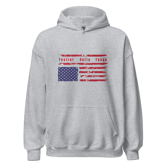 Foxtrot Delta Tango (Flag) - Unisex Hoodie Shirts & Tops Woke American Apparel