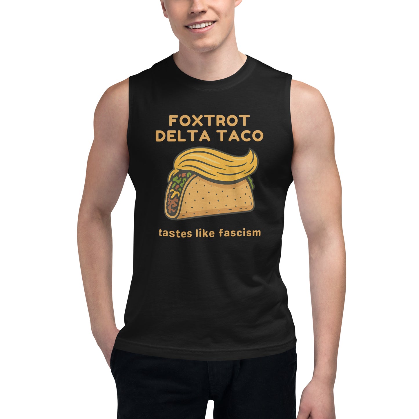 Foxtrot Delta Taco - Unisex Muscle Shirt Shirts & Tops Woke American Apparel Black S