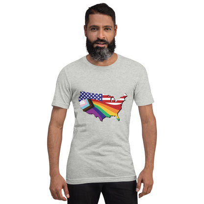 US Map Old Glory Pride - Unisex T-Shirt - Supporting Equal Rights for All Americans Shirts & Tops Woke American Apparel   