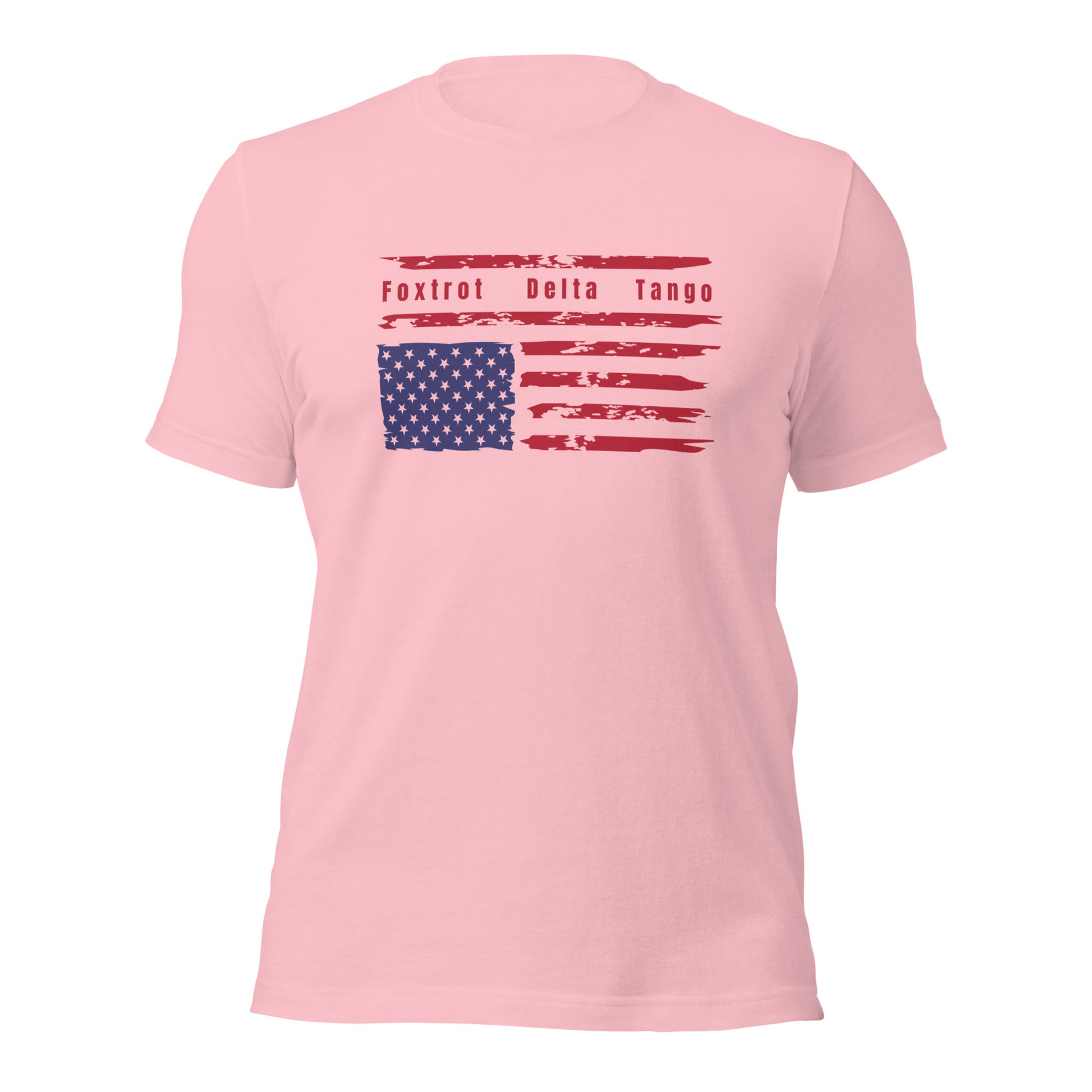 Foxtrot Delta Tango (Flag) - Unisex T-Shirt Shirts & Tops Woke American Apparel Pink S