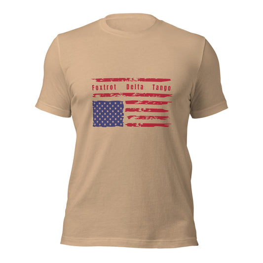 Foxtrot Delta Tango (Flag) - Unisex T-Shirt Shirts & Tops Woke American Apparel