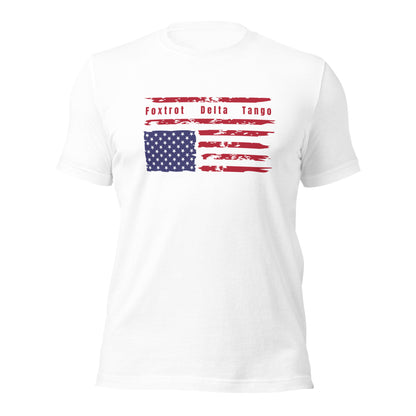 Foxtrot Delta Tango (Flag) - Unisex T-Shirt Shirts & Tops Woke American Apparel White XS