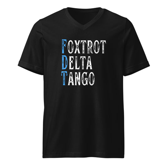 Foxtrot Delta Tango - Unisex V-Neck T-Shirt Shirts & Tops Woke American Apparel S